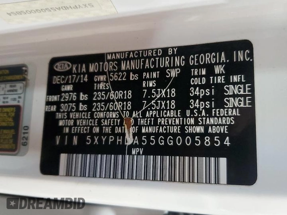 2016 Kia Sorento EX with VIN 5XYPHDA55GG005854, listed as a Copart auction lot 51369385 with 104,296 mi miles and Clean Title. Bid and sale history available at carsss.com. Image 13.