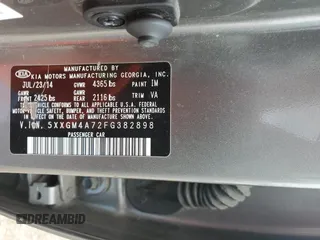 2015 Kia Optima LX with VIN 5XXGM4A72FG382898, listed as a Copart auction lot 50530555 with 105,334 mi miles and Salvage Title. Bid and sale history available at DreamBid. Image 13.