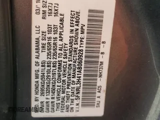 2010 Honda Odyssey EX with VIN 5FNRL3H41AB060928, listed as a Copart auction lot 46581665 with 203,063 mi miles and Salvage Title. Bid and sale history available at carsss.com. Image 13.