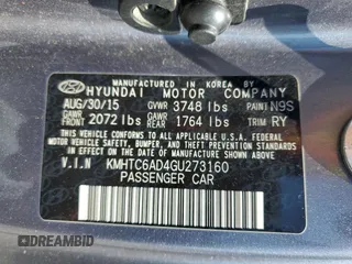 2016 Hyundai Veloster z VIN KMHTC6AD4GU273160, wystawiony jako Copart lot #52107985 z przebiegiem 120 884 mil mil oraz Szkoda całkowita • Salvage title. Historia ofert i sprzedaży dostępna na DreamBid. Obrazek 14.