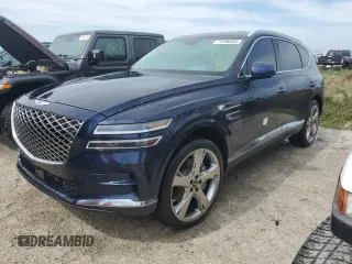 2021 Genesis GV80 Advanced Plus with VIN KMUHCESC3MU063992, listed as a Copart auction lot 74796484 with 27,338 mi miles and Salvage Title. Bid and sale history available at DreamBid. Image 1.