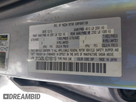 2014 Mazda 5 Sport with VIN JM1CW2BLXE0168119, listed as a IAAI auction lot 41527688 with 142,357 mi miles and . Bid and sale history available at DreamBid. Image 9.