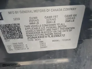 2020 Chevrolet Equinox LT with VIN 2GNAXKEV7L6198272, listed as a Copart auction lot 83858814 with 50,737 mi miles and Salvage Title. Bid and sale history available at carsss.com. Image 12.