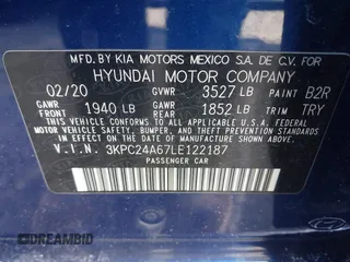 2020 Hyundai Accent SE with VIN 3KPC24A67LE122187, listed as a IAAI auction lot 41416330 with 41,018 mi miles. Bid and sale history available at carsss.com. Image 9.
