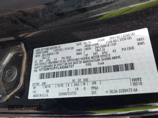 2020 Ford F-150 XL z VIN 1FTEW1CP7LKE86737, wystawiony jako IAAI lot #41895511 z przebiegiem 64 318 mil mil oraz . Historia ofert i sprzedaży dostępna na DreamBid. Obrazek 9.