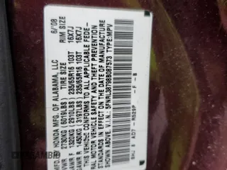 2008 Honda Odyssey EX-L with VIN 5FNRL38798B087573, listed as a Copart auction lot 51915525 with 0 mi miles and Salvage Title. Bid and sale history available at carsss.com. Image 14.