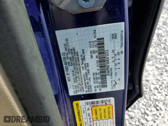 2016 Ford Fusion SE with VIN 3FA6P0H75GR375213, listed as a Copart auction lot 59420095 with 92,397 mi miles and Salvage title. Bid and sale history available at DreamBid. Image 12.