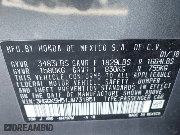 2018 Honda Fit LX with VIN 3HGGK5H51JM731851, listed as a IAAI auction lot 42570144 with 69,236 mi miles and . Bid and sale history available at DreamBid. Image 9.