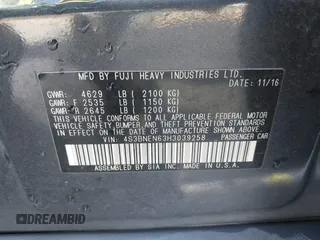 2017 Subaru Legacy Limited with VIN 4S3BNEN63H3039258, listed as a IAAI auction lot 41867840 with 99,478 mi miles. Bid and sale history available at carsss.com. Image 9.