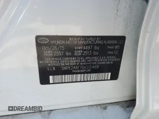 2016 Hyundai Sonata SE with VIN 5NPE24AF7GH331469, listed as a Copart auction lot 49124285 with 136,221 mi miles and Salvage Title. Bid and sale history available at DreamBid. Image 12.