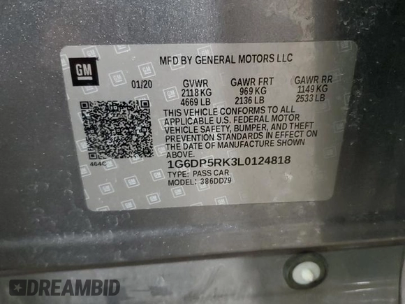 2020 Cadillac CT5 Sport z VIN 1G6DP5RK3L0124818, wystawiony jako Copart lot #41994335 z przebiegiem 56 081 mil mil oraz Szkoda całkowita • Salvage title. Historia ofert i sprzedaży dostępna na DreamBid. Obrazek 13.