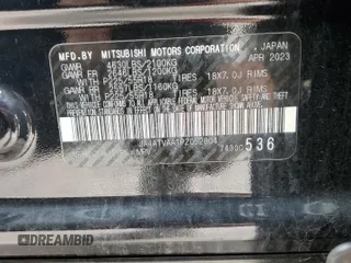2023 Mitsubishi Eclipse Cross LE с VIN JA4ATVAA1PZ052804, выставлен на аукционе Copart как лот 51296095 с пробегом 23 168 миль миль и Списание • Salvage title. История ставок и продаж доступна на DreamBid. Изображение 13.