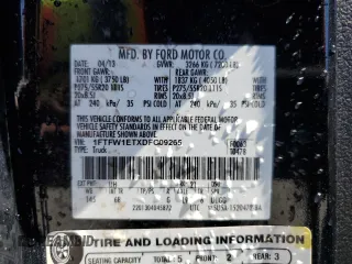 2013 Ford F-150 XL with VIN 1FTFW1ETXDFC09265, listed as a Copart auction lot 48344915 with 163,261 mi miles and Salvage Title. Bid and sale history available at DreamBid. Image 13.