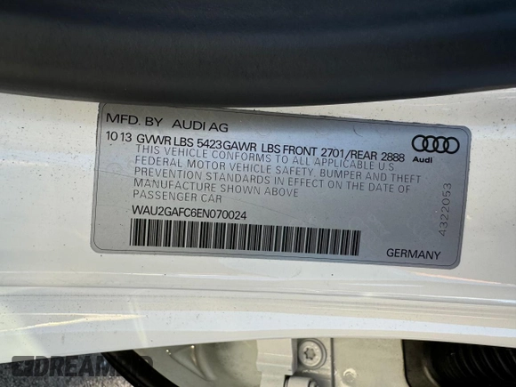 2014 Audi A7 3.0 Prestige with VIN WAU2GAFC6EN070024, listed as a Copart auction lot 53004195 with 116,246 mi miles and Clean Title. Bid and sale history available at carsss.com. Image 10.