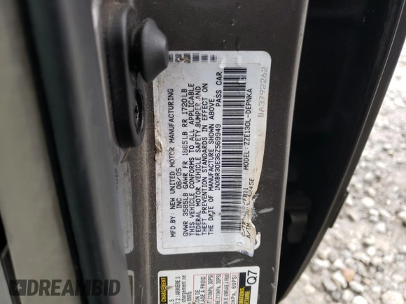 2006 Toyota Corolla CE with VIN 1NXBR30E36Z569949, listed as a Copart auction lot 44819185 with Not Provided miles and Salvage Title. Bid and sale history available at DreamBid. Image 12.