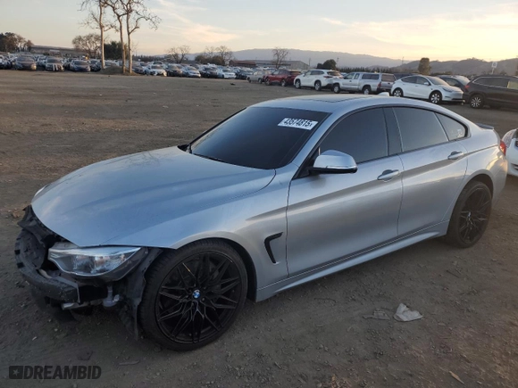 2017 BMW 4 Series 430i with VIN WBA4F7C34HG788828, listed as a Copart auction lot 43574815 with 106,934 mi miles and Salvage Title. Bid and sale history available at carsss.com. Image 1.