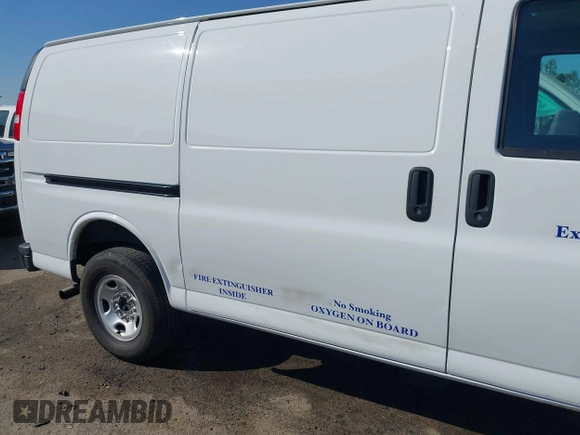 2023 Chevrolet Express Cargo with VIN 1GCWGAFP9P1211380, listed as a IAAI auction lot 42654475 with 58,429 mi miles and . Bid and sale history available at DreamBid. Image 18.