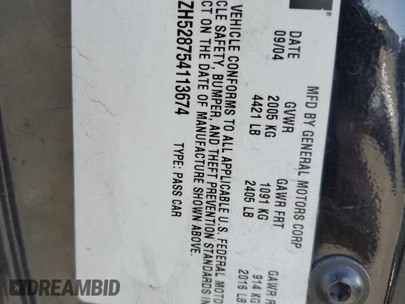 2005 Pontiac G6 GT z VIN 1G2ZH528754113674, wystawiony jako Copart lot #56992545 z przebiegiem 165 598 mil mil oraz Szkoda całkowita • Salvage title. Historia ofert i sprzedaży dostępna na DreamBid. Obrazek 12.