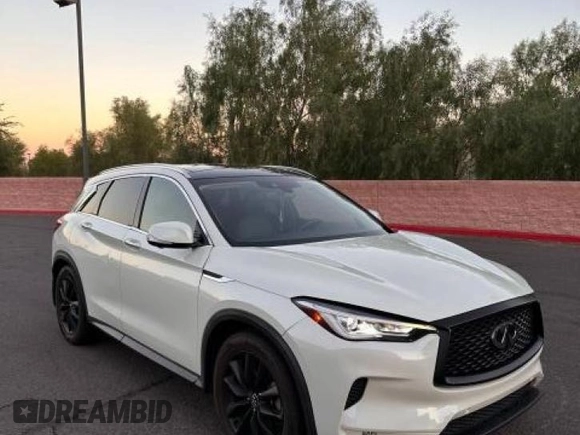 2019 Infiniti QX50 Pure with VIN 3PCAJ5M32KF106005, listed as a Copart auction lot 41895185 with 57,500 mi miles and Salvage title. Bid and sale history available at DreamBid. Image 1.