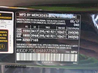 2017 Mercedes-Benz GLS 550 with VIN 4JGDF7DE1HA977583, listed as a Copart auction lot 69698854 with 35,832 mi miles and Salvage Title. Bid and sale history available at DreamBid. Image 13.
