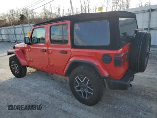 2024 Jeep Wrangler Sahara with VIN 1C4PJXEG9RW236263, listed as a Copart auction lot 45009025 with 13,985 mi miles and Salvage Title. Bid and sale history available at carsss.com. Image 2.