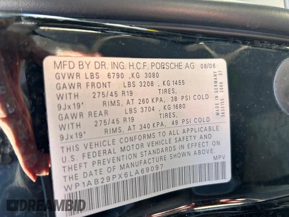 2006 Porsche Cayenne S z VIN WP1AB29PX6LA69097, wystawiony jako Copart lot #52021455 z przebiegiem 148 871 mil mil oraz Szkoda całkowita • Salvage title. Historia ofert i sprzedaży dostępna na DreamBid. Obrazek 10.