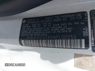 2004 BMW 3 Series 325Ci с VIN WBABD33494PL00255, выставлен на аукционе IAAI как лот 42342822 с пробегом 142 243 миль миль и . История ставок и продаж доступна на DreamBid. Изображение 9.