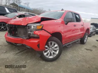 2020 Chevrolet Silverado 1500 Custom with VIN 3GCPWBEH9LG353375, listed as a Copart auction lot 43053215 with 47,410 mi miles and Salvage Title. Bid and sale history available at carsss.com. Image 1.