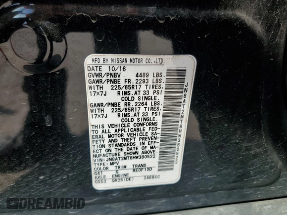 2017 Nissan Rogue SV z VIN JN8AT2MT8HW380522, wystawiony jako Copart lot #53246735 z przebiegiem 71 495 mil mil oraz Szkoda całkowita • Salvage title. Historia ofert i sprzedaży dostępna na DreamBid. Obrazek 13.