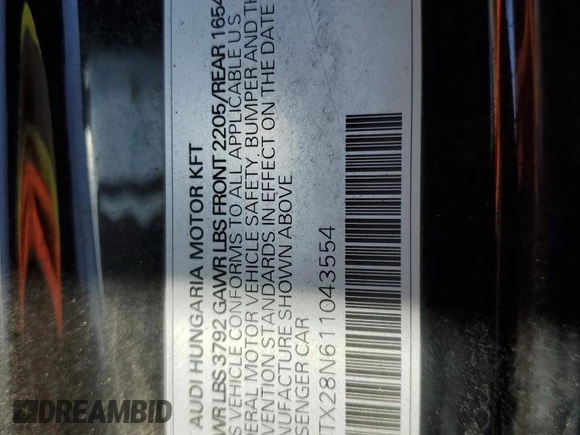 2001 Audi TT z VIN TRUTX28N611043554, wystawiony jako Copart lot #71027394 z przebiegiem Nie podano mil oraz Czysty tytuł • Clean title. Historia ofert i sprzedaży dostępna na DreamBid. Obrazek 12.