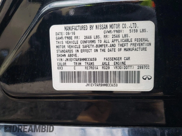 2017 Infiniti Q50 Premium с VIN JN1EV7AR9HM833459, выставлен на аукционе IAAI как лот 42202131 с пробегом 44 708 миль миль и . История ставок и продаж доступна на DreamBid. Изображение 9.