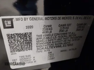2021 GMC Terrain SLE with VIN 3GKALTEV9ML317855, listed as a IAAI auction lot 41729570 with 41,116 mi miles and . Bid and sale history available at carsss.com. Image 9.