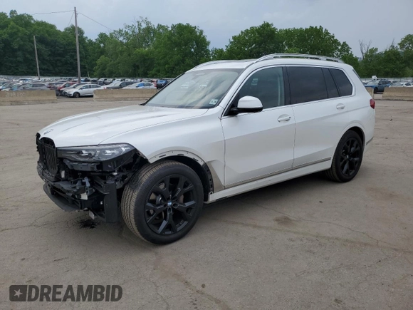 2022 BMW X7 xDrive40i z VIN 5UXCW2C00N9K29220, wystawiony jako Copart lot #59140955 z przebiegiem 56 877 mil mil oraz Szkoda całkowita • Salvage title. Historia ofert i sprzedaży dostępna na DreamBid. Obrazek 1.