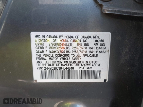 2008 Acura MDX Tech/Pwr Tail Gate with VIN 2HNYD28638H544246, listed as a IAAI auction lot 42096525 with 133,727 mi miles. Bid and sale history available at carsss.com. Image 9.