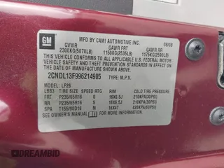 2009 Chevrolet Equinox LS z VIN 2CNDL13F996214905, wystawiony jako IAAI lot #41572065 z przebiegiem 122 459 mil mil oraz . Historia ofert i sprzedaży dostępna na DreamBid. Obrazek 9.