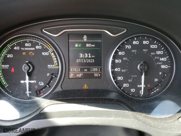 2016 Audi A3 e-tron Premium with VIN WAUVPBFF9GA105856, listed as a Copart auction lot 60137833 with 87,613 mi miles. Bid and sale history available at carsss.com. Image 9.