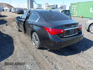 2014 Infiniti Q50 Premium with VIN JN1BV7AR0EM689783, listed as a IAAI auction lot 41661020 with 124,762 mi miles. Bid and sale history available at carsss.com. Image 3.