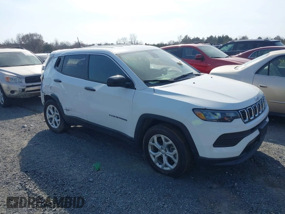 2024 Jeep Compass Sport with VIN 3C4NJDAN4RT108867, listed as a IAAI auction lot 41627727 with 19,236 mi miles. Bid and sale history available at carsss.com. Image 1.