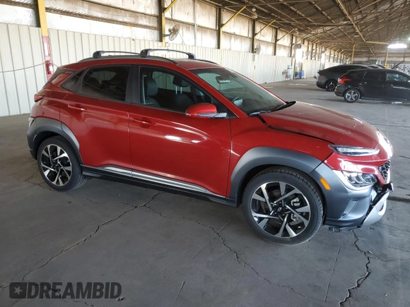 2022 Hyundai Kona Limited with VIN KM8K53A35NU801328, listed as a Copart auction lot 80378344 with 18,600 mi miles and Salvage Title. Bid and sale history available at carsss.com. Image 4.