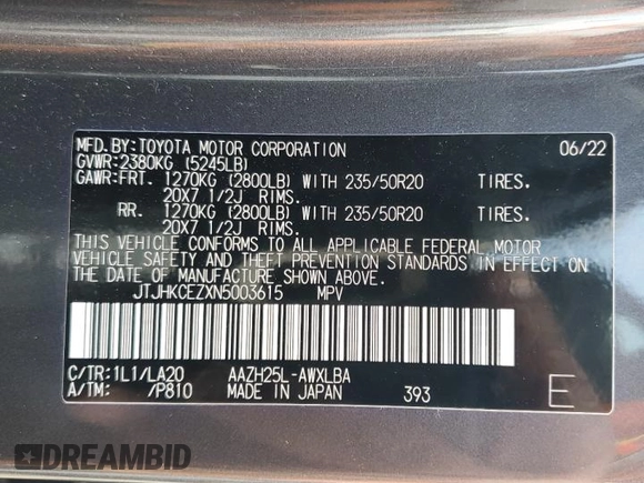 2022 Lexus NX with VIN JTJHKCEZXN5003615, listed as a Copart auction lot 55526274 with 14,425 mi miles and Salvage Title. Bid and sale history available at carsss.com. Image 12.