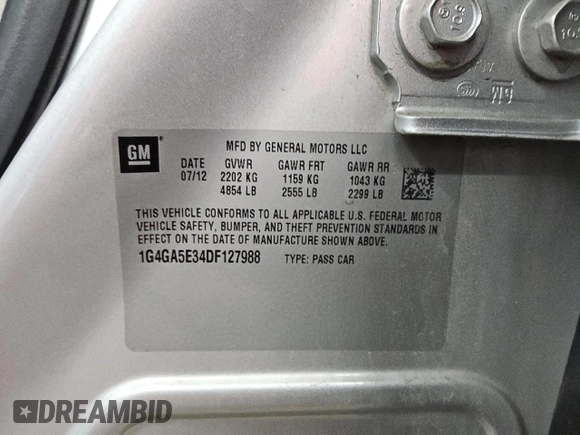 2013 Buick LaCrosse with VIN 1G4GA5E34DF127988, listed as a Copart auction lot 61442055 with 68,830 mi miles and Clean title. Bid and sale history available at DreamBid. Image 12.