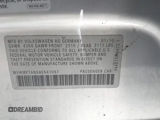 2010 Volkswagen CC Sport with VIN WVWMP7AN9AE541097, listed as a IAAI auction lot 42196803 with 151,297 mi miles and . Bid and sale history available at DreamBid. Image 9.