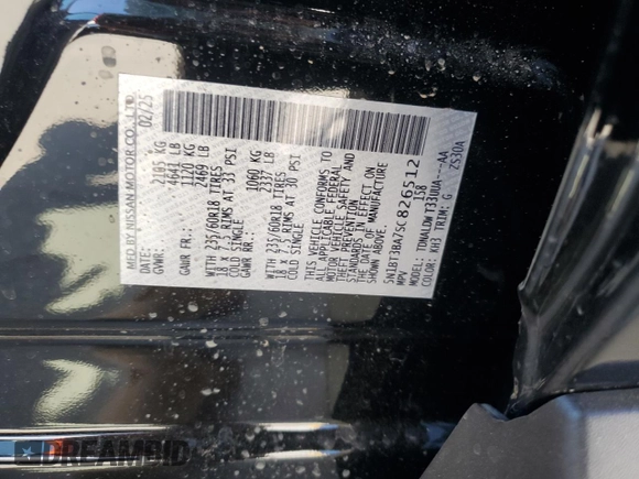 2025 Nissan Rogue SV with VIN 5N1BT3BA7SC826512, listed as a Copart auction lot 52599735 with 470 mi miles and Clean Title. Bid and sale history available at DreamBid. Image 13.