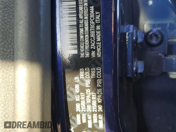 2016 Jeep Renegade Latitude with VIN ZACCJBBT6GPC80444, listed as a Copart auction lot 44315655 with 118,980 mi miles and Salvage Title. Bid and sale history available at carsss.com. Image 12.