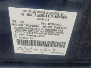 2011 Mazda 6 i Sport with VIN 1YVHZ8BH6B5M08285, listed as a IAAI auction lot 42370589 with 141,100 mi miles and . Bid and sale history available at DreamBid. Image 9.