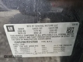2015 Chevrolet Equinox LT with VIN 1GNFLFEK1FZ127589, listed as a Copart auction lot 49497035 with 151,924 mi miles and Salvage Title. Bid and sale history available at carsss.com. Image 13.