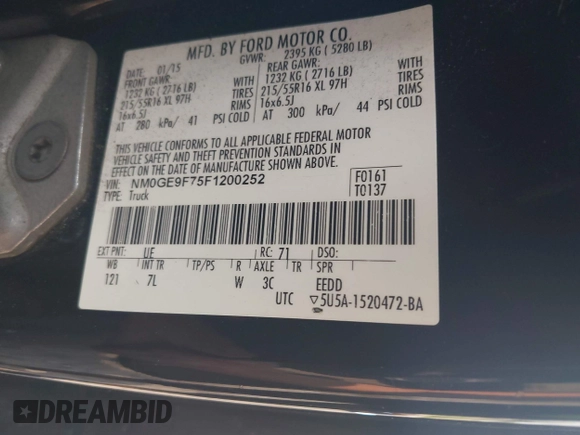 2015 Ford Transit Connect XLT с VIN NM0GE9F75F1200252, выставлен на аукционе IAAI как лот 42417019 с пробегом 225 486 миль миль и . История ставок и продаж доступна на DreamBid. Изображение 9.