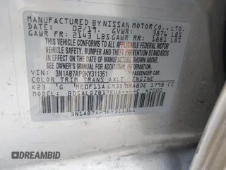 2019 Nissan Sentra S with VIN 3N1AB7AP9KY311361, listed as a IAAI auction lot 42258460 with 65,545 mi miles and . Bid and sale history available at DreamBid. Image 9.