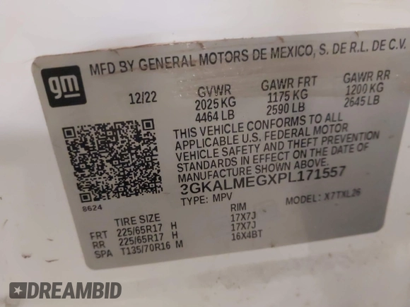 2023 GMC Terrain SLE with VIN 3GKALMEGXPL171557, listed as a IAAI auction lot 41545321 with 55,773 mi miles. Bid and sale history available at carsss.com. Image 9.