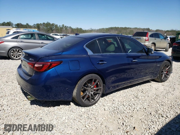 2020 Infiniti Q50 Red Sport 400 with VIN JN1FV7AP9LM630521, listed as a Copart auction lot 45951955 with 25,865 mi miles and Salvage title. Bid and sale history available at DreamBid. Image 3.